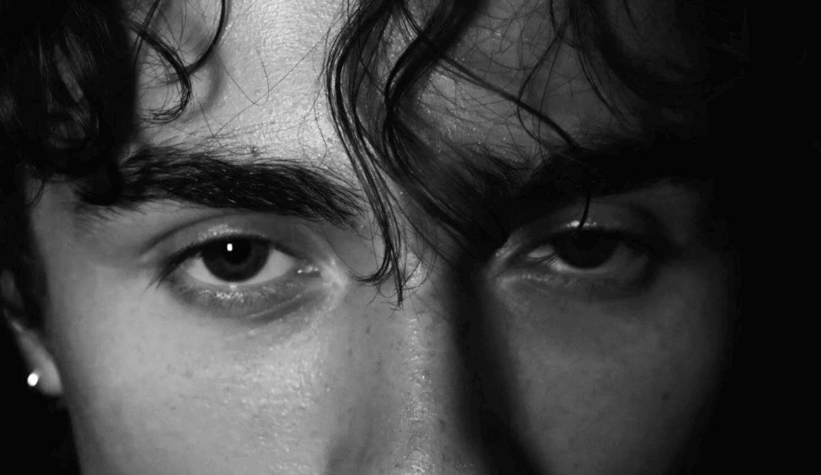 BR!X (Brixton Berry), Los Angeles dark R&B artist, black and white close-up of his eyes